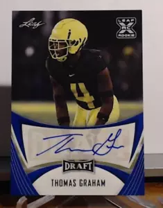 2021 LEAF DRAFT THOMAS GRAHAM ROOKIE AUTO BLUE OREGON DUCKS LIONS - Picture 1 of 2