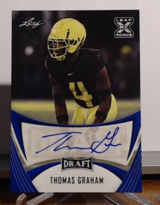 2021 LEAF DRAFT THOMAS GRAHAM ROOKIE AUTO BLUE OREGON DUCKS LIONS - Image 1 of 2