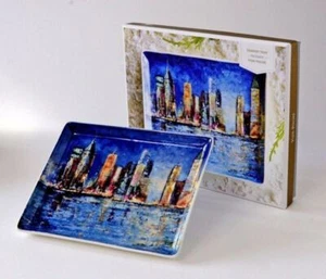 CITY SKYLINE DECORATIVE CERAMIC TRINKET TRAY NEW - Picture 1 of 1