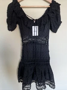 NWT$148 Free people Cruel Intention Crochet Lace Mini Dress Black Sz 2 XS - Picture 1 of 9