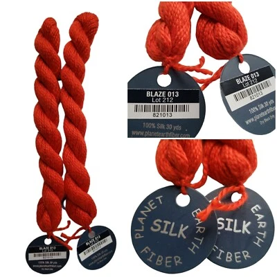 Planet Earth Silk Fiber Lot of 2 Skein BLAZE 013 Needlepoint Cross Stitch Orange - Image 1 of 4