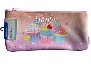 New Personalised Cupcakes Print Zip Medium Single Zip Pencil Case 15.5 x 33cm - Picture 1 of 1