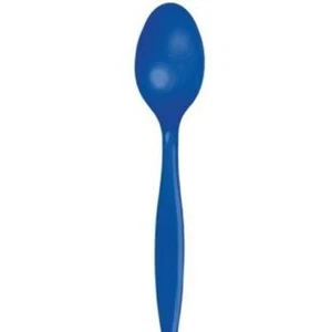 Cobalt Blue Heavy Duty Plastic Spoons 24 Pack Blue Tableware Supplies Decoration - Picture 1 of 1