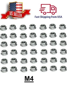 M4-0.70 Metric Stainless Steel Hex Flange Nuts, DIN 6923 A2-70 / 18-8 Grade - Picture 1 of 1