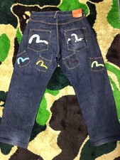 Denim Jeans EVISU JEANS Vintage DENIM Many Pockets Japan Size W:32 Inseam:31