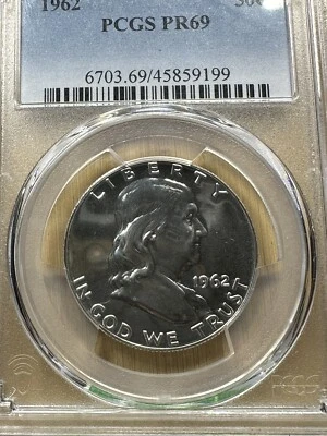 Franklin silver half dollar $ 50c PCGS 1962 proof PR 69 HIGH GRADE! None Better - Image 1 of 4