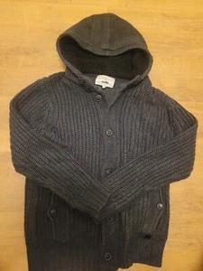 NEXT KNITED HOODED SHERPA LINED HOOD WARM CARDIGAN SMALL NAVY - Picture 1 of 7