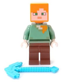 Lego Mini Figure Minecraft Alex with Reddish Brown Legs from Set #21123