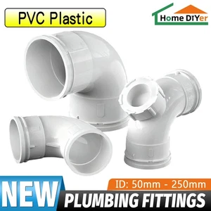 PVC Rohr 90° Winkel Sanitär Fitting Abflussrohr Kupplung Verbinder mit Entrümpelung - Bild 1 von 18