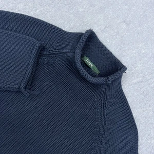VTG J Crew Sweater Mens Large Blue Roll Neck Knit Pullover Heavy Fisherman Worn - Picture 1 of 10