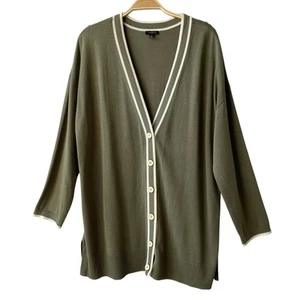 Talbots Cardigan Sweater Women Plus 1X Sage Green Button Front Old Money Y2K - Picture 1 of 9
