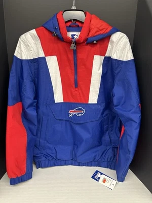Buffalo Bills Starter Hooded Half Zip Jacket Front Pocket SIZE L NWT SALE! - Image 1 of 4