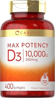Vitamin D3 10000 IU 400 Softgels | Value Size | Max Potency | by Carlyle - Image 1 of 4