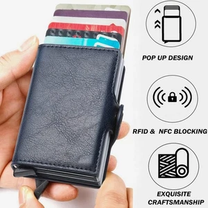 Mini Geldbörse Geldbörse Herren Leder Geldbörse Smart wallet mit RFID-Schutz - Bild 1 von 6
