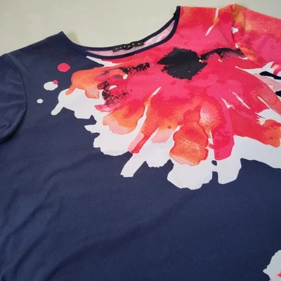 Tiana B Women's Size 16 Navy Blue Red Poppy Dress Made In USA - Image 1 of 4