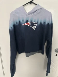 NFL New England Patriots Cropped Hoodie Youth  Size L / 14 Blue Dipped - Picture 1 of 3