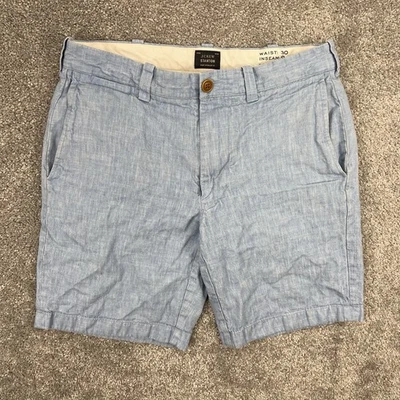 Pantalones Cortos J Crew Para Hombre 30 Azul Mezcla de Lino Baird McNutt Chino 9" Entrepierna Foto 1 de 4