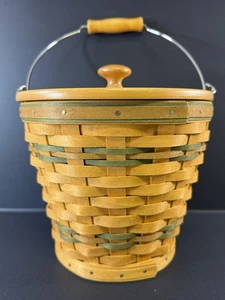 Longaberger 2002 Sage Autumn Reflections Pail Basket  Lid & Certificate - Picture 1 of 16