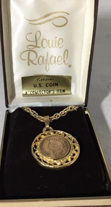 Louie Rafael véritable pièce de monnaie américaine 1905 objet de collection tête d'indien col ton or. - Photo 1/5