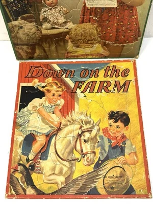 Vintage Frame Tray Puzzles Set of 2 Walzer & Playtime House Down On The Farm - Image 1 of 4
