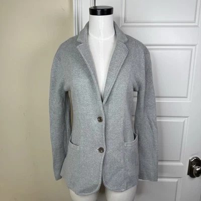 J. Blazer Suéter Crew Factory Para Mujer Pequeño Gris Dos Botones Preparación Oficina Carrera” Foto 1 de 4