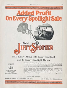 1919 Ad Detroit Auto Accessories Co The Jiffy Spotter Controls Spotlight - Picture 1 of 1