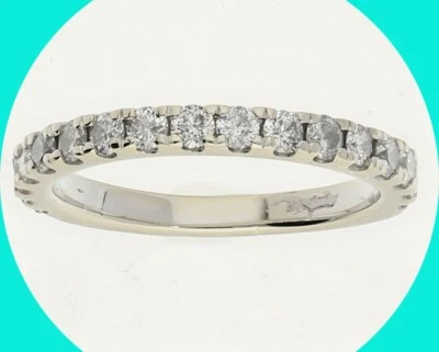 Natural Diamond Anniversary Wedding Band Ring .68CT 14K WG 2.4MM Size 6.5 - Image 1 of 4