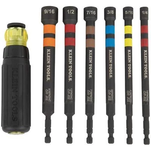 Klein Tools 32950 Hollow Magnetic Color-Coded Ratcheting Power Nut Driver, 7 Pc. - Picture 1 of 1