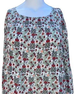 Max Studio Top L rot Blumen Akkordeon Plissee ausgestellt Langarm Tunika Cottagecore - Bild 1 von 12