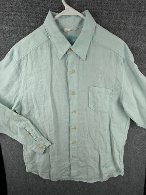 Tommy Bahama Relax Mens Medium Long Sleeve Light Blue 100% Linen Button Up Shirt - Image 1 of 4