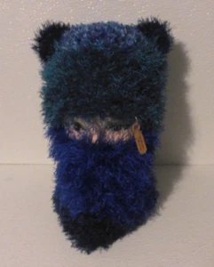 Sturmhaube Maske Mütze Beanie Mütze Erwachsenengröße Teddybär handgefertigt pelzig blau Schiesty - Bild 1 von 3
