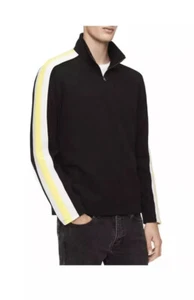 $98 Calvin Klein Mens Race Striped Sweatshirt Black L - Picture 1 of 4