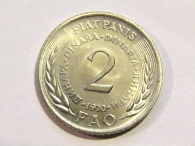 Yugoslavia 1970 2 Dinara F.A.O. unc Coin - Image 1 of 4