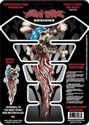 NUEVO PROTECTOR TANQUE MOTOCICLETA CALAVERA EE. UU. AMENAZA LETAL LT70033 Foto 1 de 2