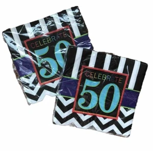 2 NIP Amscan Celebrate 50 Birthday Luncheon Napkins 16-2 Ply (32 Total) 12 7/8” - Picture 1 of 3