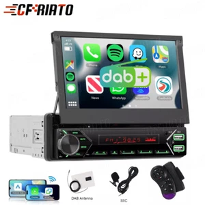 DAB+ 7" 1 DIN Eléctrico Flip Out Radio Coche BT Apple Carplay Android Coche USB - Imagen 1 de 23