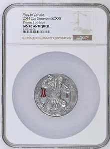 Ragnar Lothbrok The Way to Valhalla 2 oz Silver Coin CFA Cameroon 2024/MS70 NGC - Picture 1 of 11