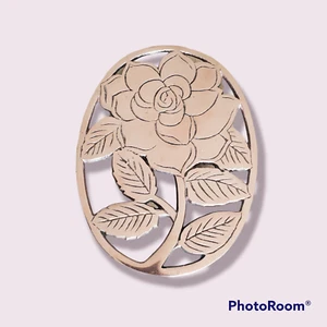 Vintage 1983 Old Dutch Design ROSENUNTERSETZER Kupfer Gusseisen Antik Untersetzer Dutch - Bild 1 von 2