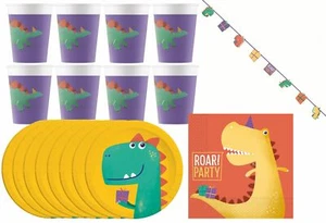 Dinosaurier Kindergeburtstags-Set (37teilig) Teller Becher Dekoration Servietten - Bild 1 von 5