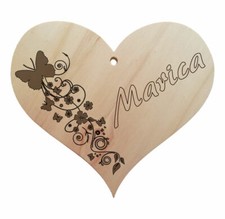Targhetta decorativa camera bambini CUORE in legno personalizzabile con nome