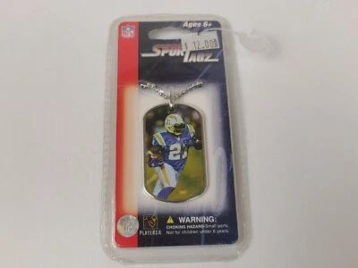 LaDainian Tomlinson Etiqueta de Perro con Collar de Cadena de Pelota Cargadores de San Diego NFL Nuevo Foto 1 de 4
