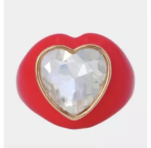 $48 BETSEY JOHNSON CHUNKY RING XOXO STONE HEART M401 - Picture 1 of 1