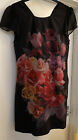 Miss Selfridge Rose Printed Front Chifon Lined Dress Size 10