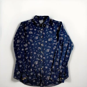 Obey Propaganda Chambray Button Down Langarm Herren Hemd Large blau grau Muster - Bild 1 von 9