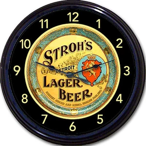 "Reloj de pared con bandeja de cerveza Strohs Detroit MI Ale Lager cerveza pub hombre cueva nuevo 10" - Imagen 1 de 1