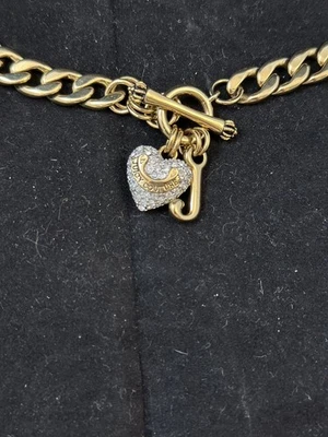Juicy Couture Pavé Heart and J Charm Gold Tone Link Toggle Necklace 16” - Image 1 of 4