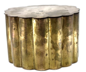 Caja de baratija festoneada Art Deco única de latón cobre macizo vintage con tapa con bisagras - Imagen 1 de 11