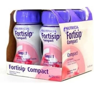 NUTRICIA Fortisip Compact STRAWBERRY Drink Dietary Supplement 125ml x 4 BB 10/01/2026