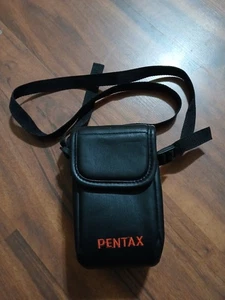 VTG Pentax Camera Shoulder Carry Case Bag Black Red Leather Point & Shoot - Picture 1 of 1