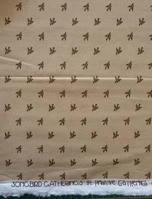 2m Songbird Primitive Gatherings Bird Tan Brown Print For Moda Quilting Fabrics - image 1 of 4